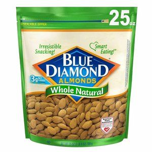 Blue Diamond Almonds Whole Natural Raw Snack Nuts 25 Oz Resealable Bag Pack of 1